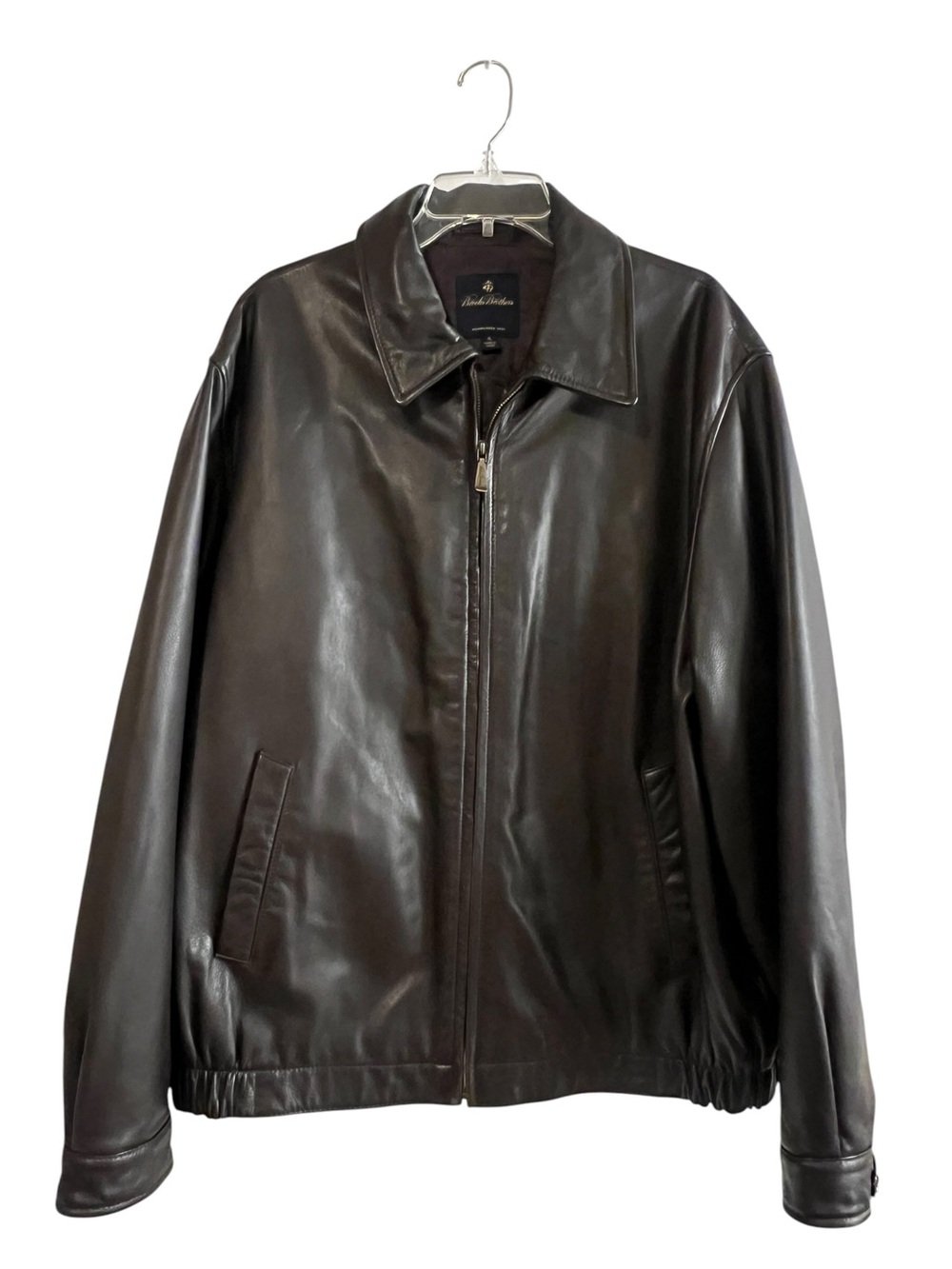 Brooks Brothers Leather Jacket XL Dark Brown